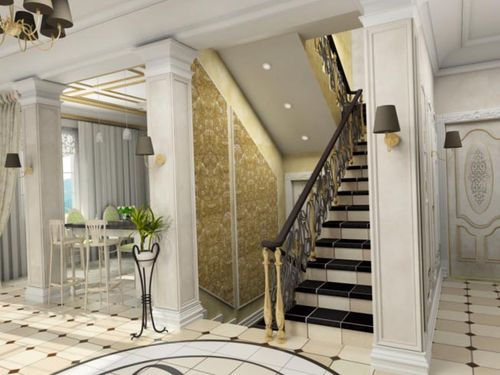 Дизайн коридора с лестницей